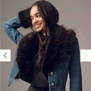 NWT avec les filles faux fur denim jacket size XS